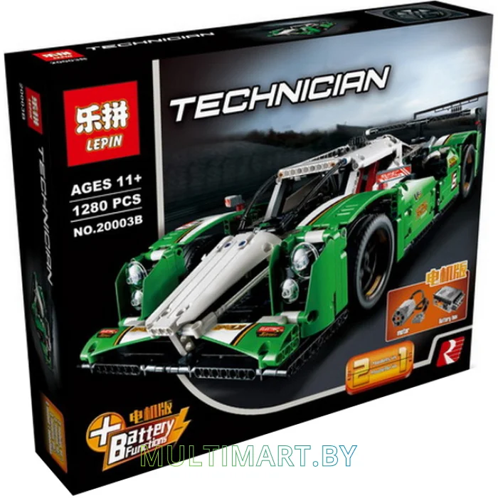 Конструктор Lepin 20003b Зеленый гоночный автомобиль с PF (1280 деталей)